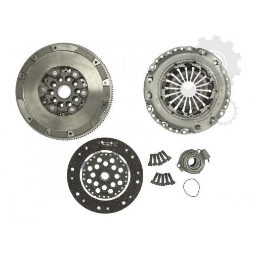 Clutch kit with dual mass flywheel and pneumatic bearing