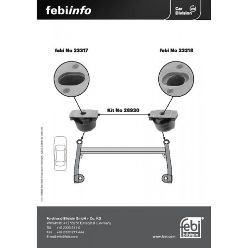 Rear suspension beam repair kit